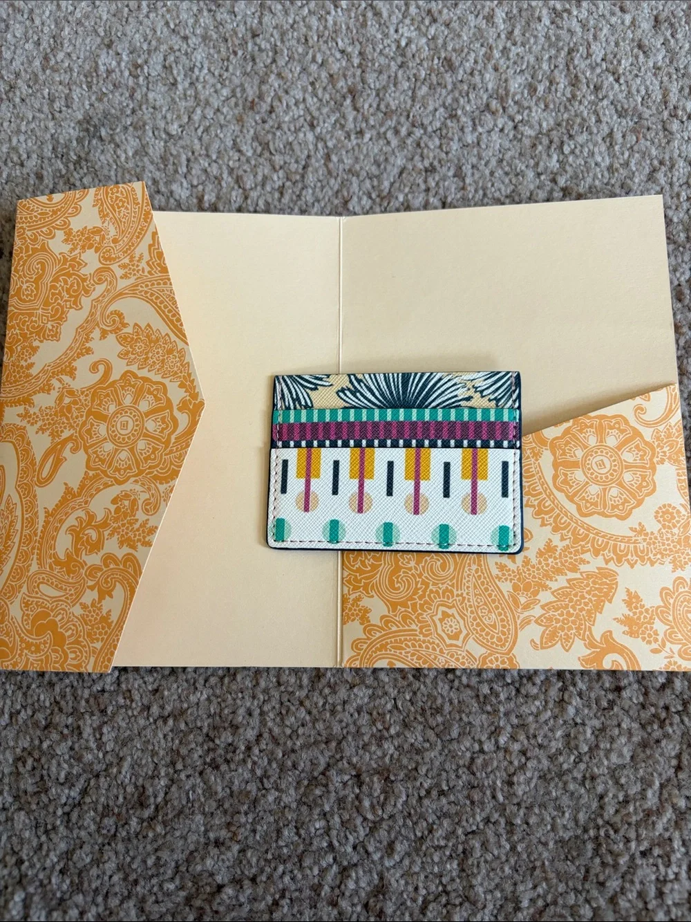 Free People Multicolor Patterned Card Holder - Teal, Purple, Yellow